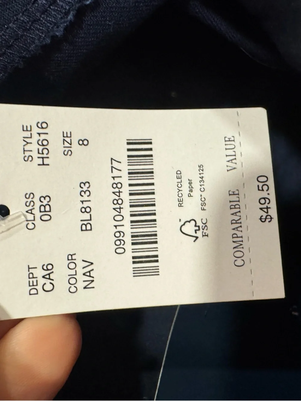 NWT J Crew 3.5” Short in Navy Blue Size 8